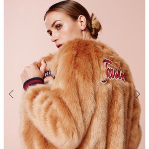 The must have stylish faux fur letterman jacket